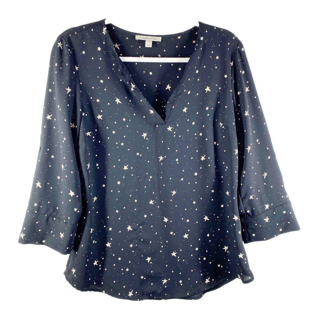 41 Hawthorn Blouse Black Star Pattern Stitch Fix Womens Size Small